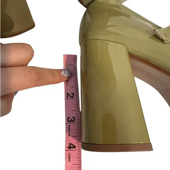 Sezane Georgia High Mary Janes Polished Pistachio Green Patent FR 39 US 8 - Picture 11 of 12